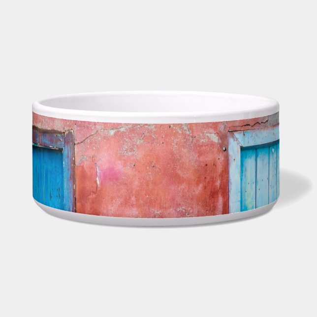 Comedero Muro rojo, azul y gris, puerta y ventana (Frente)