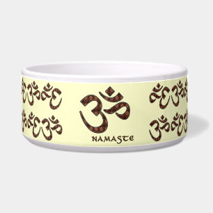 Comedero Namaste con el símbolo Brown de OM y la crema