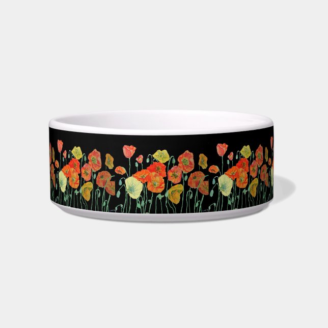 Comedero Naranja bonito amapola flores Mascota floral Bebé  (Frente)