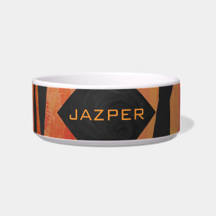 Comedero Naranja caliente de tigres monogramo y patrón de i