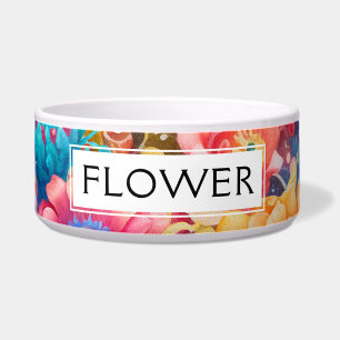 Comedero Naranja de flores y Boho azul