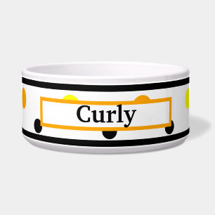 Comedero Naranja de nombre mascota Tazón de puntos de polka