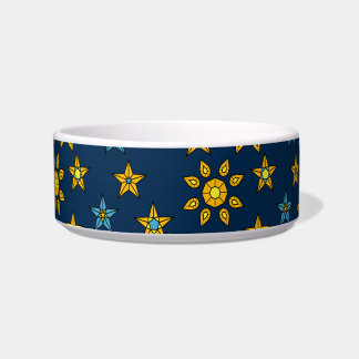 Comedero Naranja Galaxia y patrón de gemas de sol azul y es