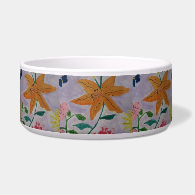 Comedero Naranja Lily Ceramic Pet Bowl (Frente)