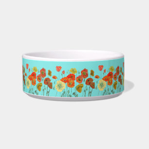 Comedero Naranja Poppy bonito flores aqua floral Mascota Be