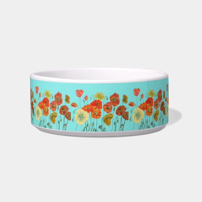 Comedero Naranja Poppy bonito flores aqua floral Mascota Be (Frente)