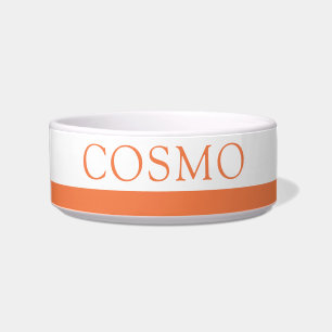 Comedero Naranja Stripe Dog Nombre del gato Personalizado