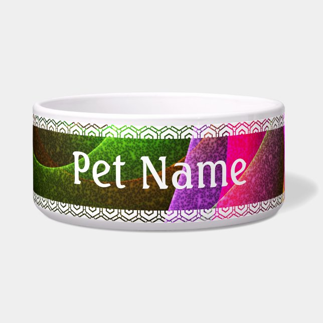 Comedero Naranja Verde Rojo Patrón de arte abstracto modern (Frente)