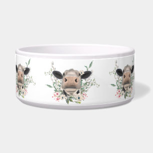 Comedero nariz de vaca besa flores acuarela gris animal de