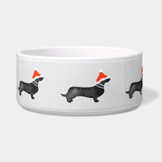 Comedero Navidad vacaciones perro salchicha acuarela negro