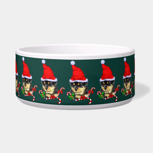 Comedero Navidades Cute Santa Rottweiler (Frente)
