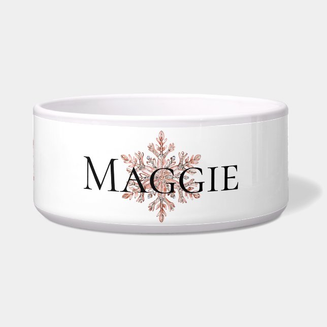 Comedero Navidades de copos de nieve de oro Rosa (Frente)