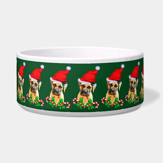 Comedero Navidades de perros de bullmastiff (Frente)