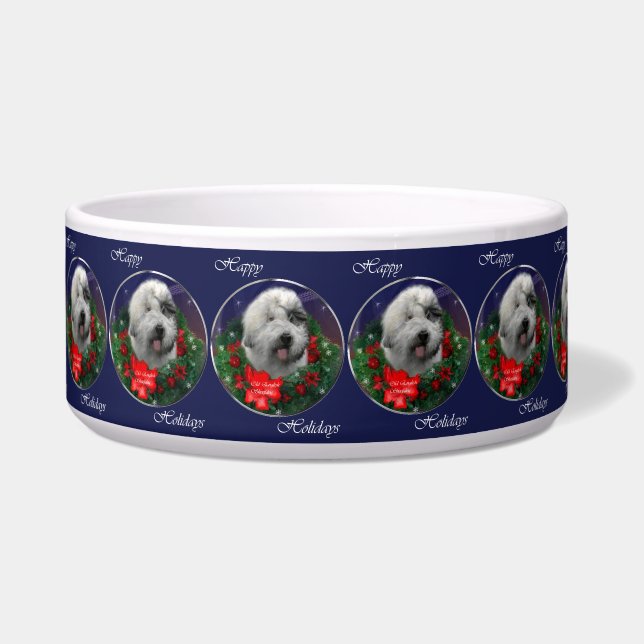 Comedero Navidades de Sheepdog ingleses viejos (Frente)