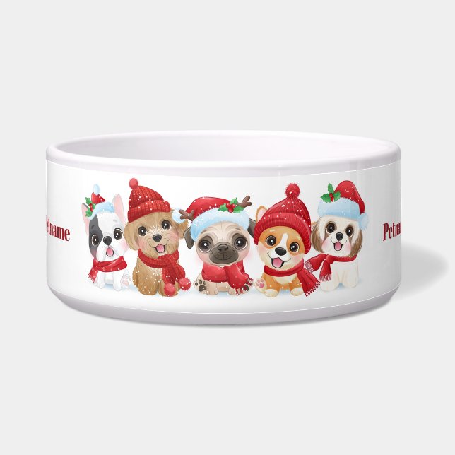 Comedero Navidades de texto Personalizados Cachorros mascot (Frente)