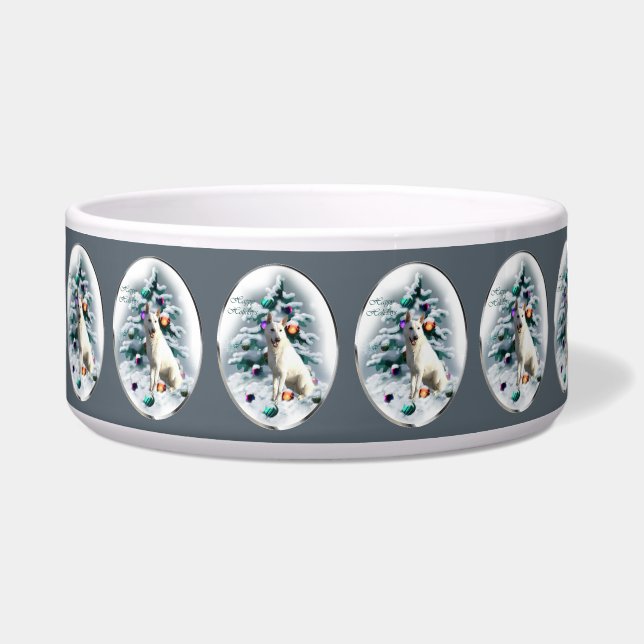 Comedero Navidades del Pastor Alemán Blanco (Frente)