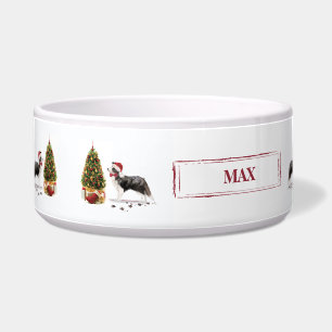 Comedero Navidades graciosos de Border Collie con árbol