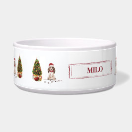 Comedero Navidades graciosos de Cocker Brown con un árbol