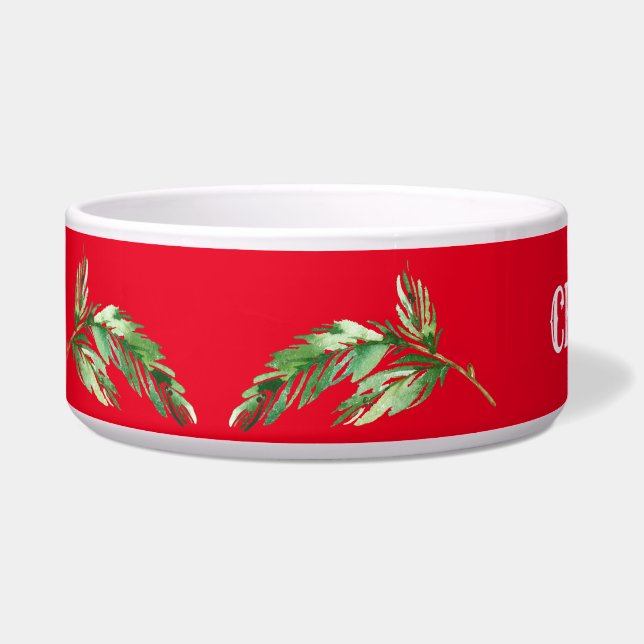 Comedero Navidades Holly Red & Green Name Dog Bowl (Izquierda)