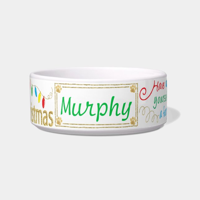 Comedero Navidades Perro Gato Tazón Tapón Muñeca Pequeña Na (Frente)