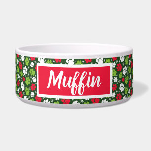 Comedero Navidades rojos y verdes de perro personalizados