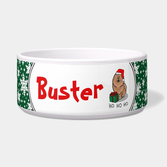 Comedero Navidades Santa Chow Chow Dog (canela) Cute (Frente)