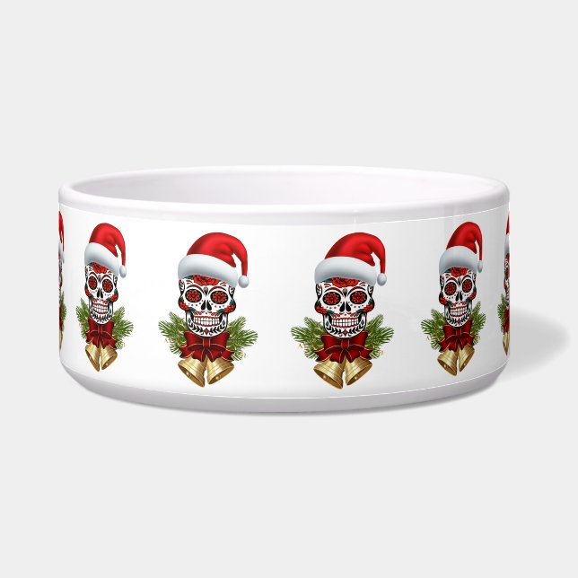 Comedero Navidades Santa Hat Day Of The Dead Sugar Skull (Frente)