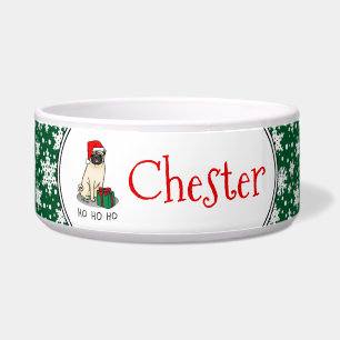 Comedero Navidades Santa Hat Pug Dog (flor claro) Cute