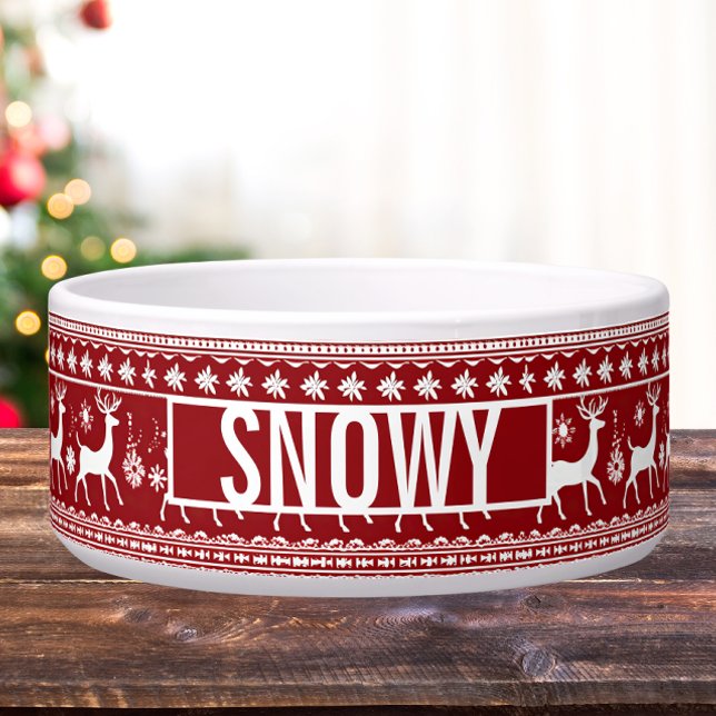 Comedero Navidades Sweater Inspired Pet Bowl (Ugly christmas sweater custom pet bowl)