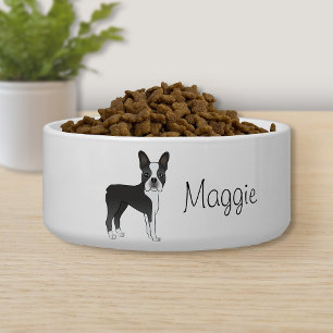 Comedero Negro Boston Terrier Perro De Caricatura Con Nombr