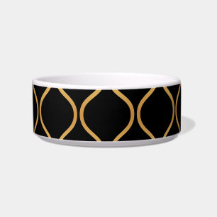 Comedero Negro, oro, diseño abstracto fresco, de moda,