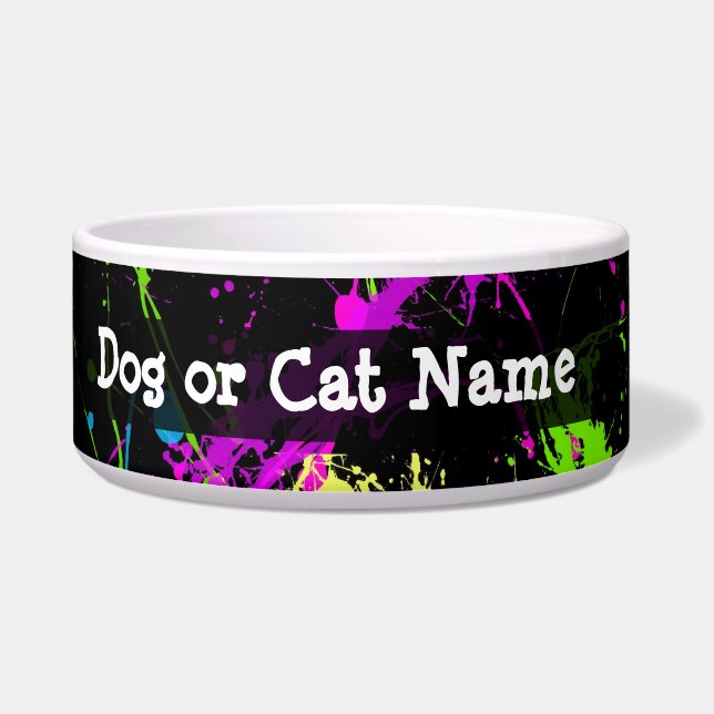 Comedero Negro personalizado/salpicadura de neón (Izquierda)