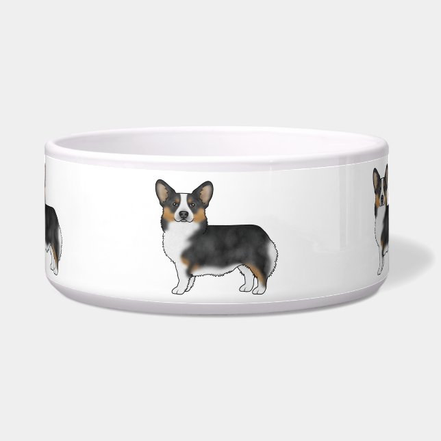 Comedero Negro tricolor pembroke galés Corgi cute perros (Frente)