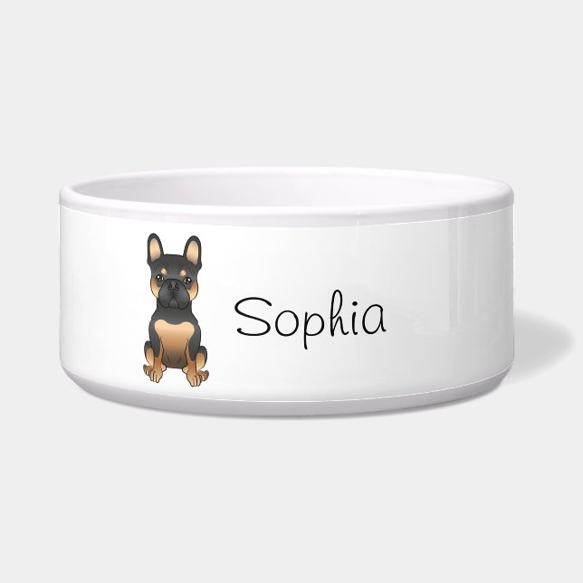 Comedero Negro y Tan Bulldog francés / Perro francés y nomb (Frente)