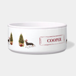 Comedero Negro y Tan Dachshund Navidades graciosos perro