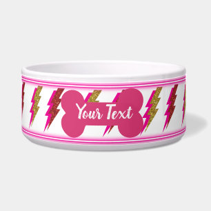 Comedero Neon Pink y Gold Lightning Purpurina audaz Tazón d