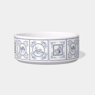Comedero Nieves azul y blanco holandeses Mascota perro Dish