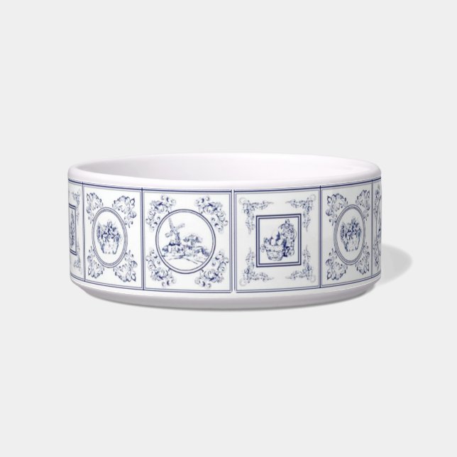 Comedero Nieves azul y blanco holandeses Mascota perro Dish (Frente)