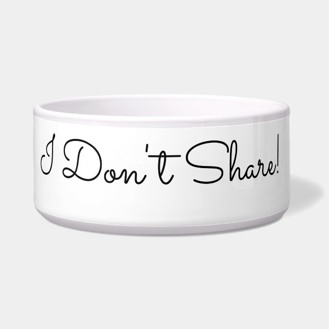 Comedero ¡No comparto! Mensaje gracioso, guión negro (Izquierda)