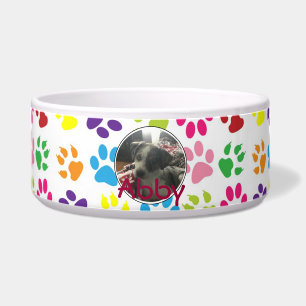 Comedero Nombre de mascota personalizado y patrón de huella