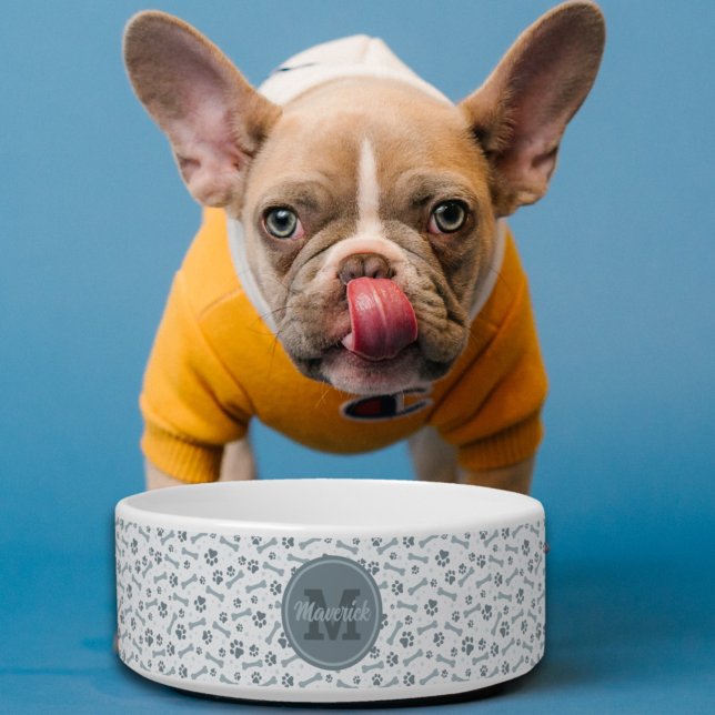 Comedero Nombre de monograma de los huesos grises personali (Subido por el creador)