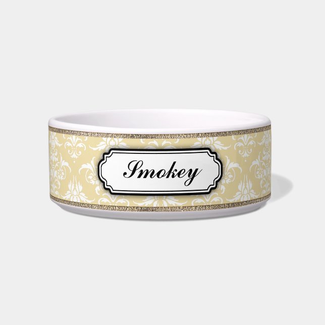 Comedero Nombre de oro elegante del damasco (Frente)
