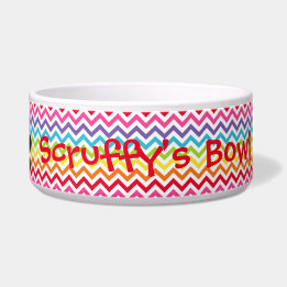 Comedero Nombre de perro personalizable Chevron de arcoíris