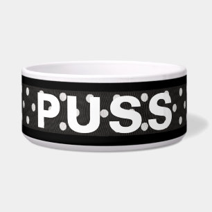 Comedero Nombre del mascota En La Cinta De Punto De Polka