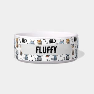 Comedero Nombre del patrón de huellas de gatos con caras gr