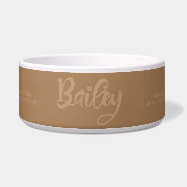 Comedero Nombre del perro Bailey Rustic Brown (Frente)