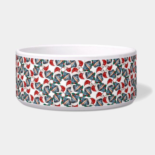 Comedero Nombre Divertido de Doberman Patrón de Navidad (Izquierda)