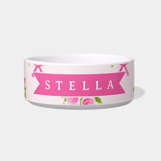 Comedero Nombre Floral Personalizado de Lazo Femenino Coque