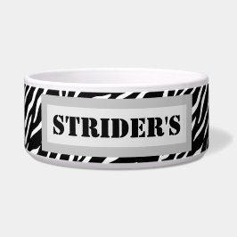 Comedero Nombre Mascota personalizado Zebra Print Bowl