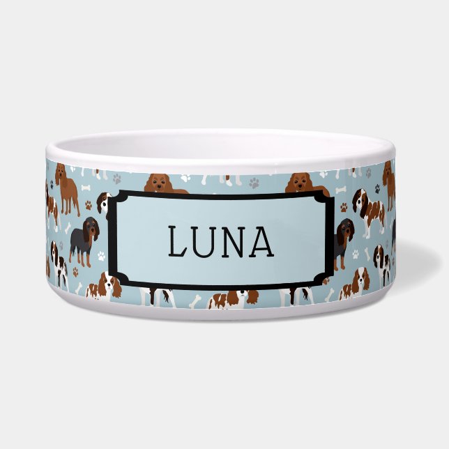 Comedero Nombre personalizado Cavalier King Charles Spaniel (Frente)